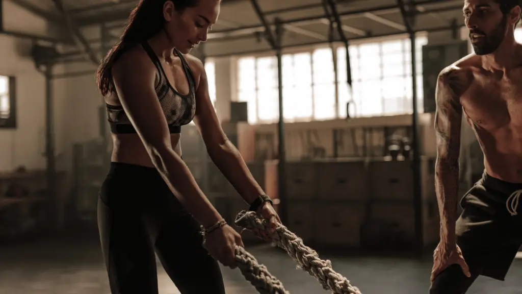 Woman working out with her trainer