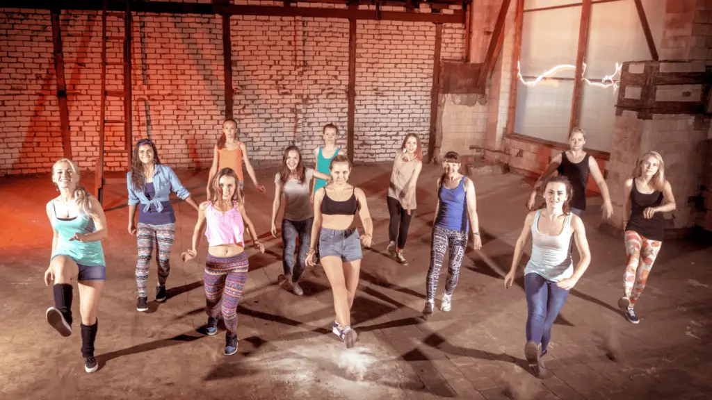 A group of women hip hop dancing