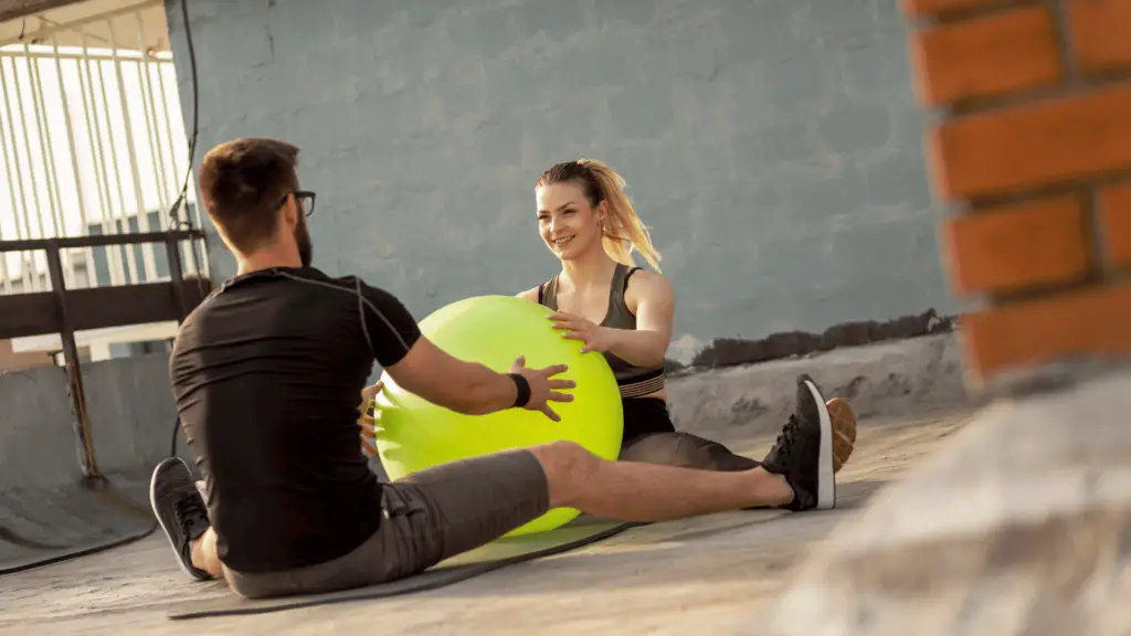 Couple exercising together