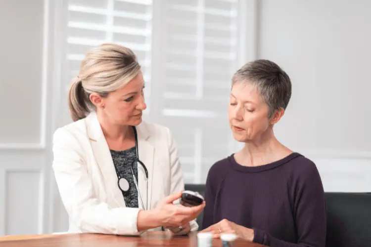 a diabetic patient with her doctor 