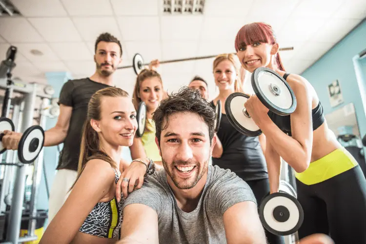 A group of friends working out together