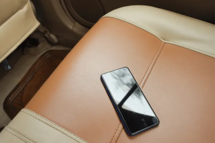 mobile phone on car seat