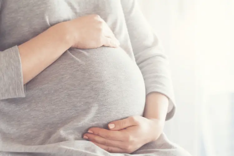 A pregnant woman close up