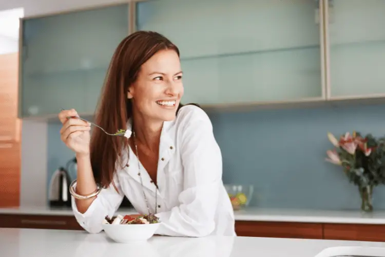 A woman eating healthy 